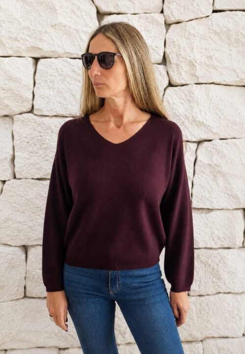 Sweater Chocolate Oscuro Cuello en V